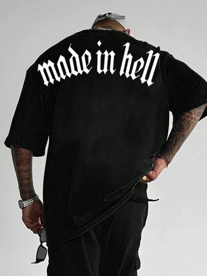 Men's Casual Black Knitted Fabric Drop Shoulder Sleep Top With Halloween Round Neck