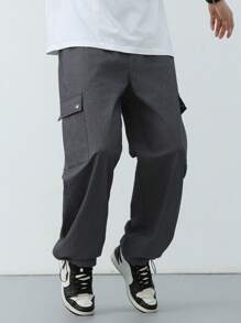 DAZY Men's Solid Color Summer Pants Men Joggers - Black - View 4
