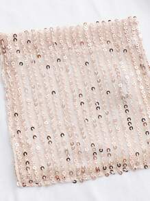 SHEIN LUNE 大碼拼色閃片拼接t卹 - 白色 - 查看 6