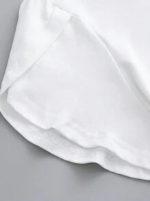 SHEIN LUNE 大碼拼色閃片拼接t卹 - 白色 - 查看 3