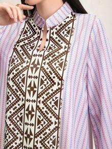 Al Najma 印花拼接凹口領連衣裙