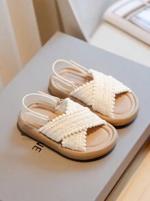 Infant Girls' Comfortable, Lightweight, Fashionable Summer Sandals With Strap - Beige - View 2