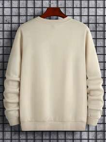 Manfinity Homme Men's Casual Round Neck Sweatshirt With Printed Letters - Apricot - View 2
