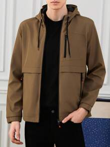 RueChic Men'S Windproof Hooded Jacket With Drawstring