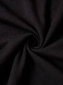 SHEIN BASICS 女士纯色前开衩紧身连衣裙休闲晚宴连衣裙 - 黑色 - 查看 10