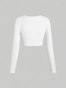 SHEIN Unity Của phụ nữ Cổ chữ V Thon gọn Áo thun - Nhiều màu - Xem 4