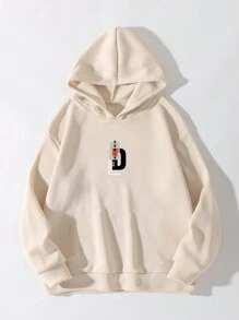 Manfinity Homme Loose Men's Hooded Sweatshirt With Slogan Print