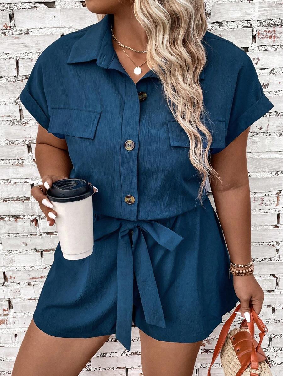 Linhara Kích thước lớn Của phụ nữ tay cánh Áo sơ mi Romper - Nhiều màu - Xem 1