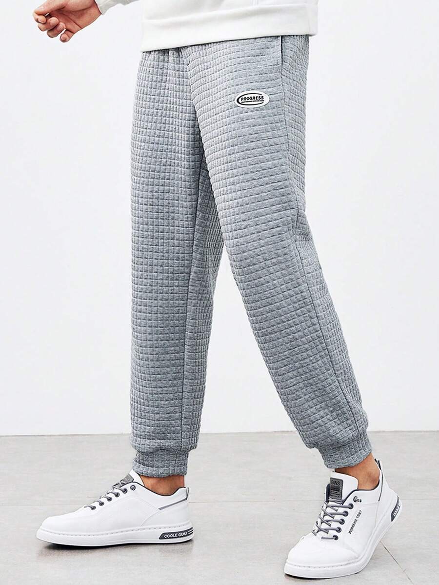 GENTILAND 男士針織休閒運動長褲,側口袋設計 - 灰色 - 查看 1