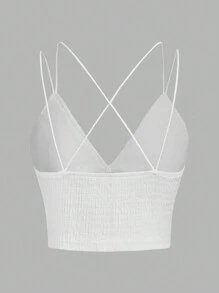 Soleia 十字交叉打褶吊帶上衣 - 白色 - 查看 2
