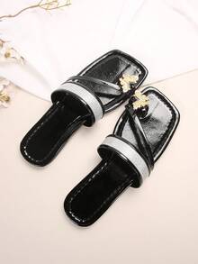 拖鞋,新潮款式,戶外穿著,時尚平底高端 - 黑色 - 查看 6