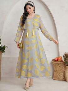 Al Najma Rochie de damă cu broderie de plante în stil arab