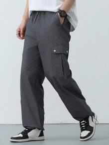 DAZY Men's Solid Color Summer Pants Men Joggers - Black - View 3