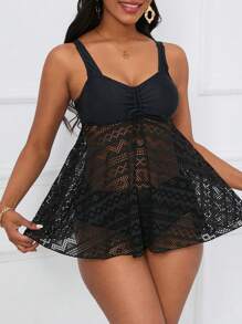 Swim Lushoire Women'S Ruched Tankini Swimsuit Summer - Black - View 3