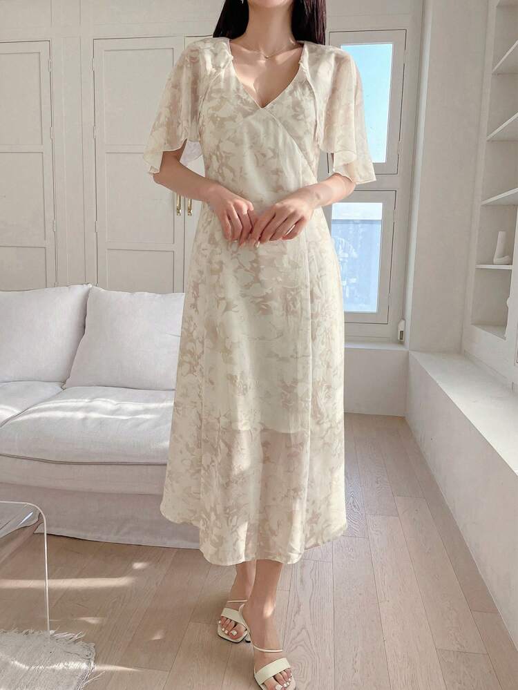 Women's Printed V-Neck Dress SunDress