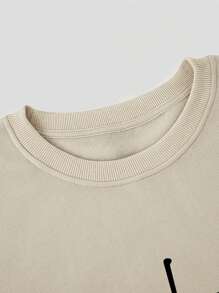 Manfinity Homme Men's Casual Round Neck Sweatshirt With Printed Letters - Apricot - View 4