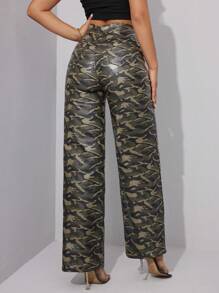 Chiquease 女士休闲迷彩直筒裤 - 彩色 - 查看 2