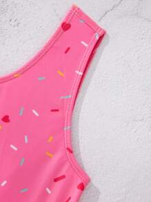 SHEIN Cô gái Tween Thông thường hàng ngày Áo tắm một mảnh Với Donut in - Nhiều màu - Xem 6