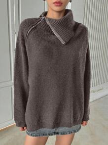 DAZY Women's Asymmetrical Zipper Long Sleeve Cardigan,Fall Women Clothes - Grey - View 4