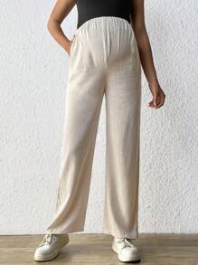 SHEIN Maternity Adjustable Waist Pocket Pants - Apricot - View 5