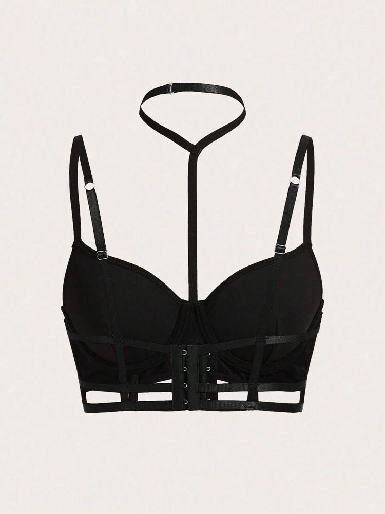 Y2k Summer  Women's Hollow Out Chest Cup Black Camisole With Adjustable Straps