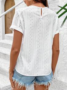 Breezaya Chemise À Manches Chauve-souris Brodée Pour Femmes - Blanc - Voir 3