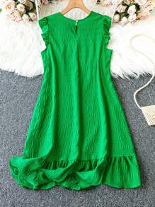 SHEIN LUNE Plus Size Solid Color Ruffle Edge Dress