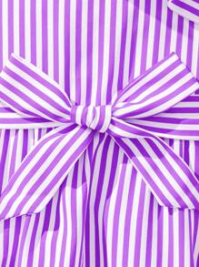 Tween Girl Vacation Striped Spaghetti Strap Dress With Ruffle Hemline, Perfect For Beach Holiday,Holiday,Summer,Travel - Purple - View 5