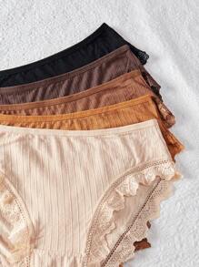 Women's Lace Patchwork Triangle Panties 5pcs/Set Lingerie