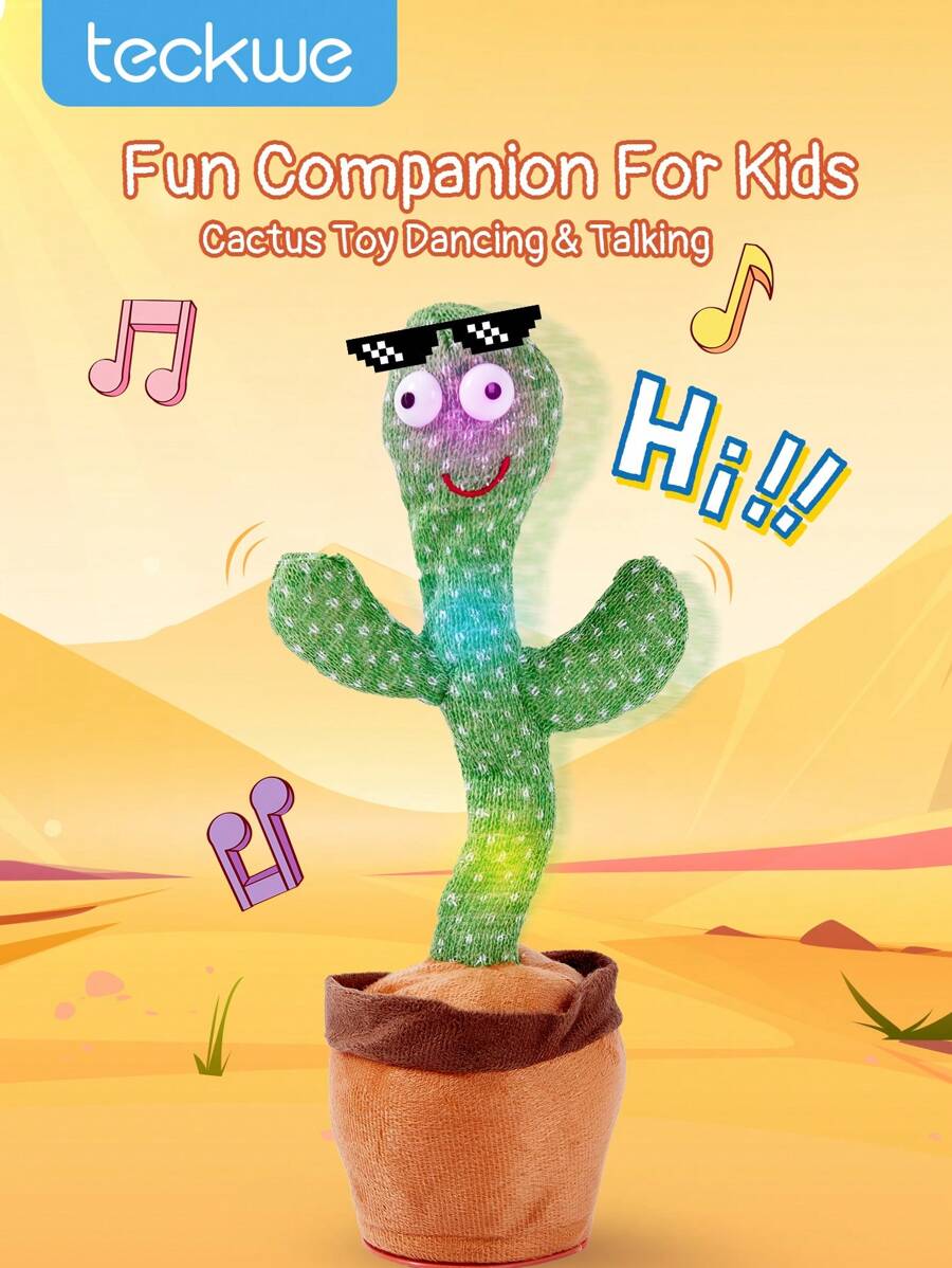 Teckwe Dancing Cactus Toy,Kids Twisting Cactus Soft Short Plush Wiggling Singing Dancing Cactus Toy,Repeat What You Say Baby Toys,15 Seconds Recorder Music Toys,Talking Musical Glow Toy Boy Girl Gifts For Infants Toddlers Babies