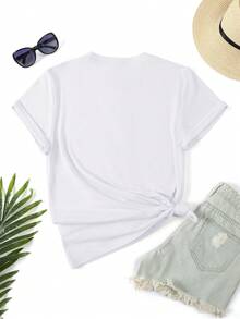 SHEIN Essnce 女士眼睛圖案短袖t卹 - 白色 - 查看 2