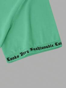 Manfinity Roghcode Solid Color English Letter Printed Short-Sleeved Round Neck T-Shirt, Suitable For Daily Wear, Going Out, Leisure, Sports, School, Travel, Family Gatherings And Other Occasions. Can Be Worn By Both Men And Women, Short-Sleeved T-Shirt, Summer T-Shirt. Multiple T-Shirts Can Be Given As Gifts To Family Members.