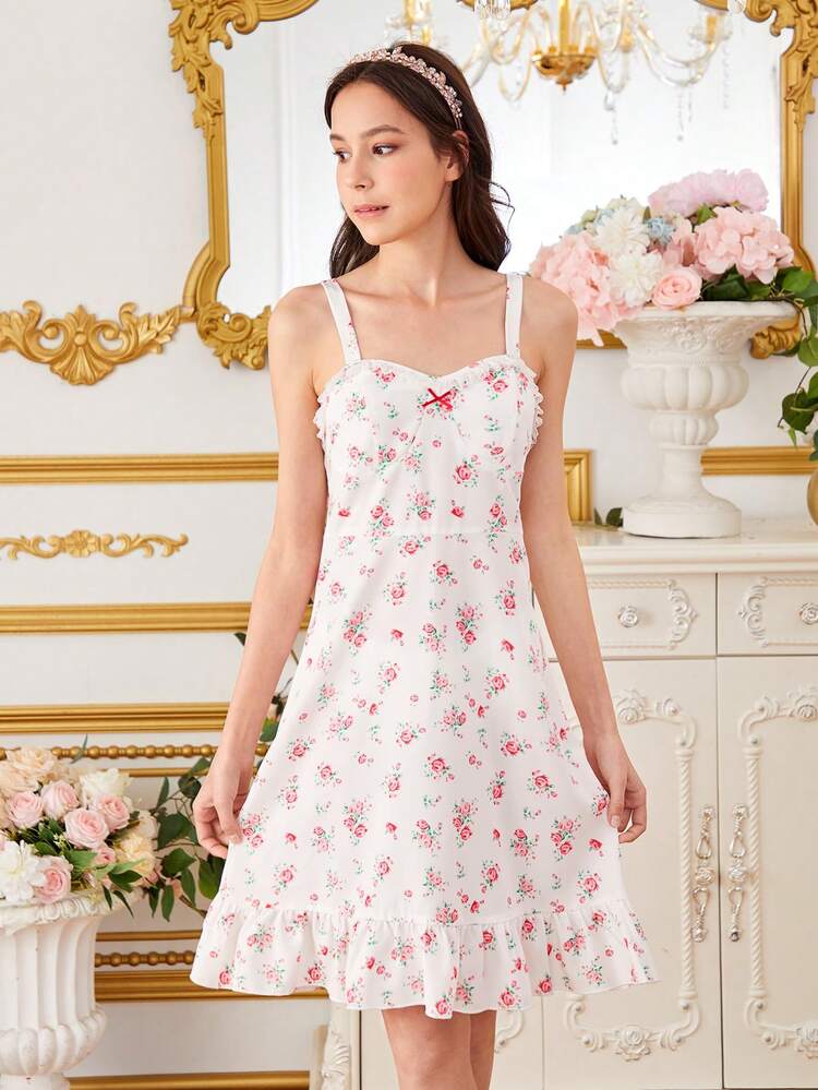 Teen Girl Floral Print Spaghetti Strap Dress