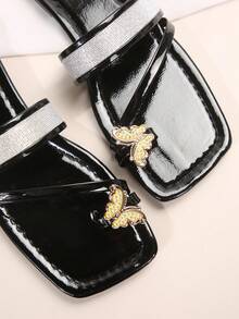 拖鞋,新潮款式,戶外穿著,時尚平底高端 - 黑色 - 查看 8