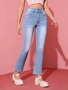 Jeans Acampanados Para Mujer - Azul - Ver 5