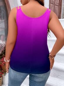 Breezaya Plus Size Ombre Curved Hem Camisole For Summer