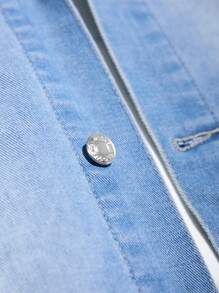 Manfinity Homme Veste En Jean Déchirée À Manches Longues Pour Homme - Bleu azur - Voir 5