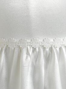 Cô gái Long lanh Lưới & Ren tay áo lá sen Đầm Đối với Cô gái Tween - trắng - Xem 4