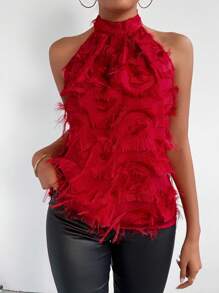 Chiquease 女士露背荷葉邊花卉印花上衣