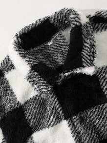 Extended Sizes Men's Plus Size Plaid Lapel Fleece Jacket - Multicolor - View 4