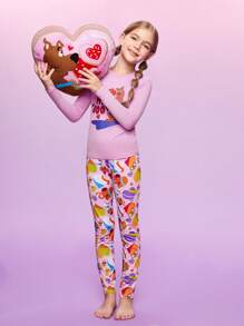 SCOOBY-DOO X SHEIN Tween Girl Snug Fit Cartoon Graphic Pajama - Multicolor - View 1