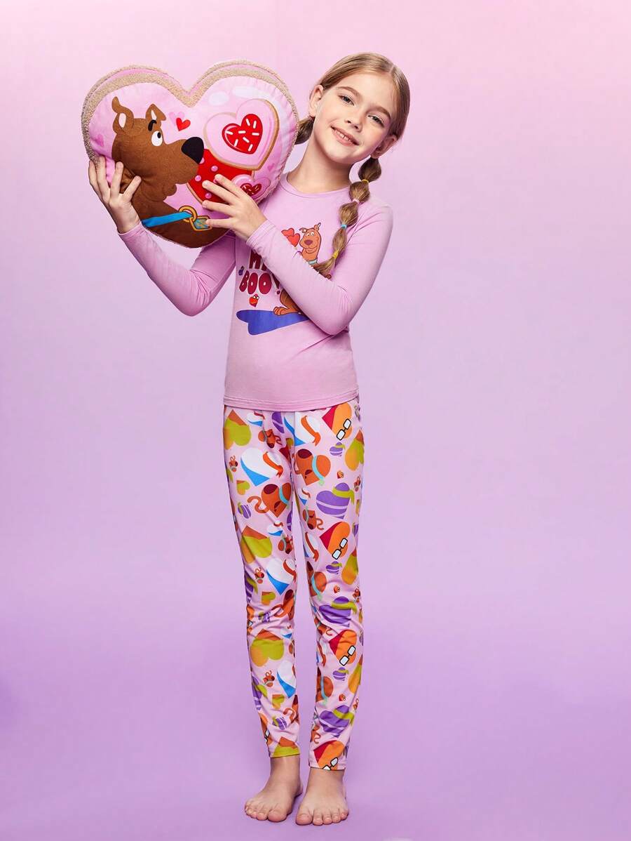 SCOOBY-DOO X SHEIN Tween Girl Snug Fit Cartoon Graphic Pajama - Multicolor - View 1