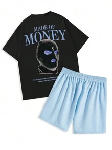 Manfinity LEGND Men's Printed Drop Shoulder T-Shirt And Shorts Set - Multicolor - View 7