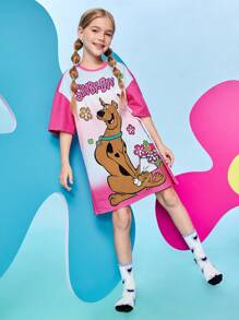 SCOOBY-DOO X SHEIN Tween Girl Cartoon & Letter Graphic Pajama - Multicolor - View 6