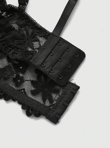ROMWE Goth Women's Lace Bra With Wire, Lingerie - Black - View 4