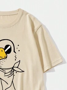 ROMWE MEN Anime 男士卡通圖形t恤 - 杏色 - 查看 4