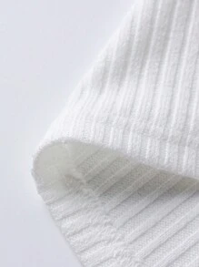 Manfinity Homme Men Stand-Collar Ribbed Short Sleeve Plain T-Shirt, For Going Out, Summer Mock Neck White Top, Fall - White - View 6