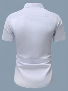 Manfinity Mode Men's Casual Short Sleeve Shirt With Graphic Pattern, For Work, Husband, Business