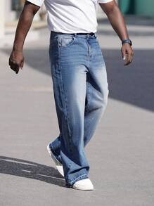 Manfinity EMRG Heren Grote maten Losse pasvorm Jeans Met Frayed hem