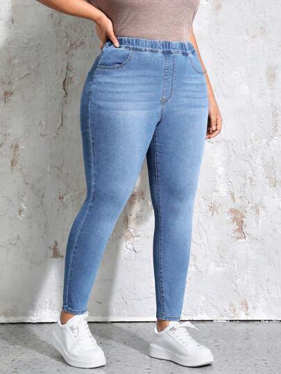 EMERY ROSE Women's Plus Size Slim Fit Denim Jeans